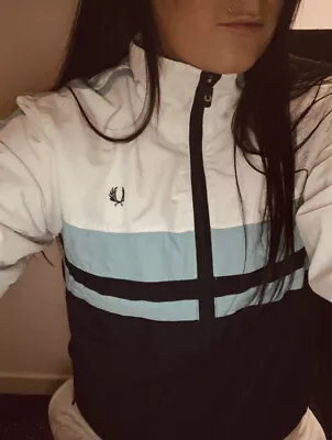 £13.60 • Buy Vintage Fred Perry Track Jacket Size Small Good Condition High Neck Blue White