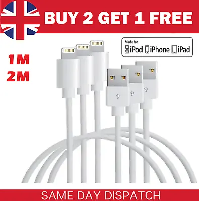 £3.15 • Buy Genuine Cable Charger For Apple IPhone 13 12 11 X 7 8 IPad USB Data Lead 1M 2M