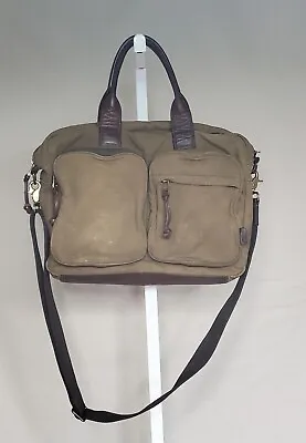 Fossil Laptop Bag Messenger Satchel Cross Body Diaper Leather Canvas Green • $38.79