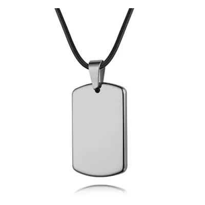 Mens Genuine Leather Thong Cord Necklace With Polished Stainless Steel Dog Tag • £4.99