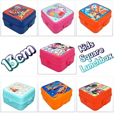 13cm Licensed 3 Compartment Square Lunch Box Food Container For Kids Snack Box • £10.29