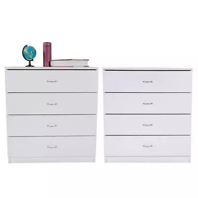 Set Of 2 Bedroom 4 Dressers Drawers Wooden Storage Organizer Furniture White • $135.99