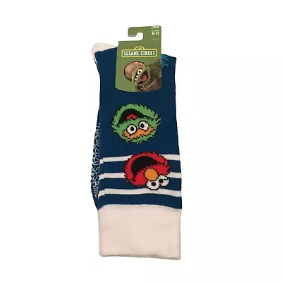 Sesame Street Cookie Oscar Elmo Dark Teal Men's Crew Socks Size 6-12 • $12.99