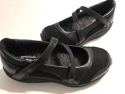Skechers Shape Ups Slip Resistant Work Shoes Women's 9.5 Black Mary Jane Walking • $34.95