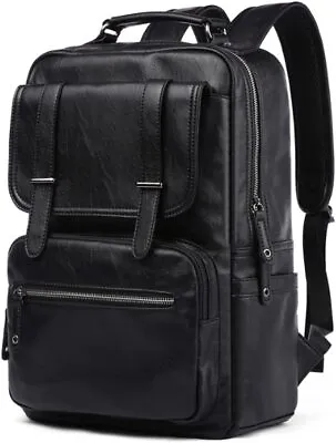 Leather Travel School Laptop Backpack For Men 16  Notebook Carry On Backpack • $46.14