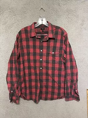 J. Crew Mens Flannel Red Shirt Long Sleeve Size Large Adult Button Up • $10.39