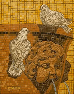 Mosaic Mural 18  W X 22 1/2  H X 1/2 D Pigeons Fountain. Finished And Grouted • $225