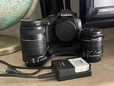 Canon Eos Rebel T2i Camera With Lenses Battery Grip Battery Charger • $375