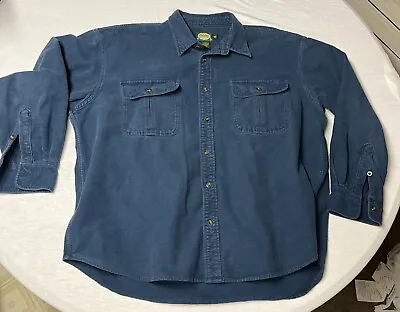 Cabela's Mens Weathered Canvas Shirt Size 2XL Long Sleeve Blue • $24.18