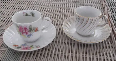 Two UCAGCO Occupied Japan Demitasse Cups & Saucers - Roses & Gold Swirl • $12.99