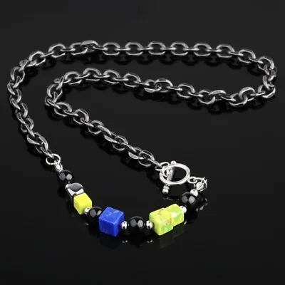 Titanium Steel Black Pearl Necklace For Men WomenPunk Hip Hop Necklace • $12.99