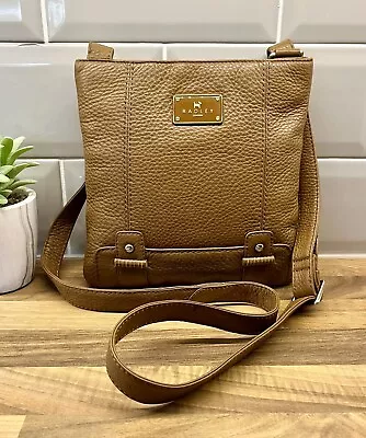 Radley Small Tan Pebbled Leather Postmans Park Cross Body Bag. Ex Condition. • £25