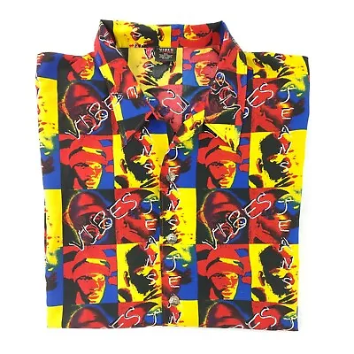 Vibes Jeans Button Down Rasta Shirt Men's XXL Multicolor Rap Hip Hop Urban Wear • $34