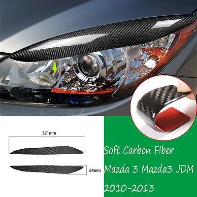 Soft Carbon Fiber Headlight Eyelid Eyebrow Trim For Mazda 3 Mazda3 JDM 2010-2013 • $36.44