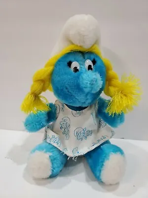 Smurfette 9  Plush Vintage 1981 Peyo Doll In Dress Wallace Berrie Stuffed • $6