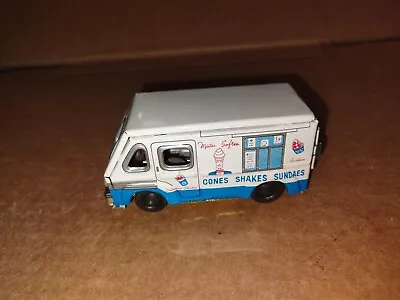 1960s MISTER SOFTEE PRESSED TIN ICE CREAM TRUCK FRICTION TOY JAPAN VINTAGE NEW • $55
