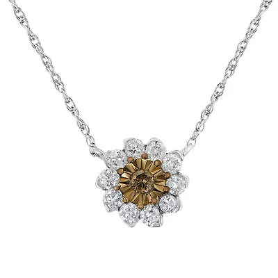 Brown Rhodium Plated 1/2 Carat Diamond Pendant Necklace In Sterling Silver • $360