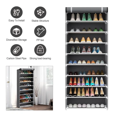 $18.49 • Buy LOEFME New 10 Tiers 50 Pairs Shoe Rack Shoe Cabinet Storage Shelves 60*30*160cm