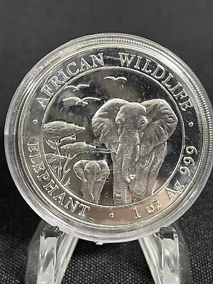 2015 Somali Republic African Wildlife Elephant 1oz Silver Bullion Coin W/Capsule • $34.99