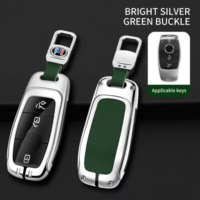 Alloy Leather Smart Remote Car Key Fob Case Cover Shell Chain For Mercedes Benz • $18.23
