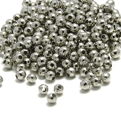 50 Platinum Silver Plated Iron Metal 4mm Round Small Little Spacer Ball Beads • $1.99