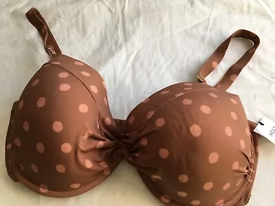 Next 40FF Bikini Top Underwired  Padded Brown Spot Bnwt Rrp £24 • £8.35