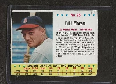 1963 Jello Baseball Card #25 Bill Moran Los Angeles Angels VG! • $5.95