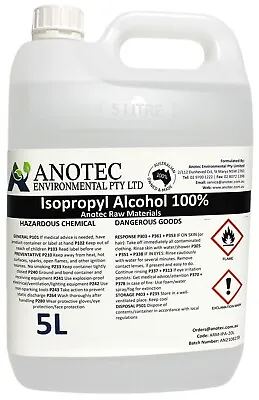 Aussie Made Isopropyl Alcohol 100% 5L FREE POSTAGE METROPOLITAN AREAS • $44.99