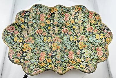 Vintage Paper Mache Floral Print Tray Hand Painted Made In Japan 12  X 8  • $34.99