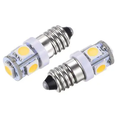 10Pcs E10 Screw Base LED Bulbs 5-5050 DC 12V 1W Mini Lights Lamps Warm White • £8.15