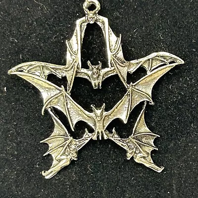 Metal Bats Star Pentacle Pendant Pentagram Goth Magic Vampire Amulet Necklace • $24.95