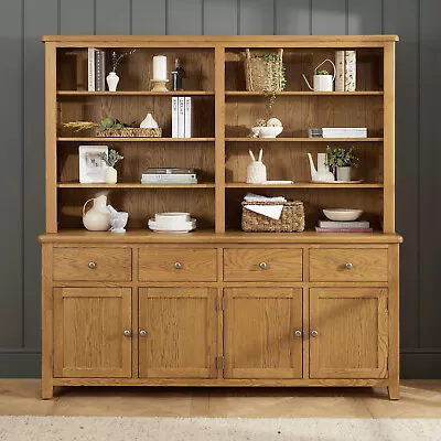 Cotswold Rustic Smoked Oak Extra Large 4 Door Sideboard With Bookcase Dresser To • £1199