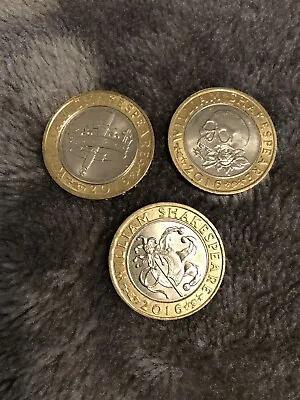 2016 William Shakespeare £2 Pound Coin Set Comedies Tragedies Histories  All 3 • £9.50