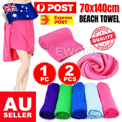 $6.95 • Buy 70x140cm Microfiber Bath Beach Towel Gym Sport Footy Travel Yoga Swimming Drying