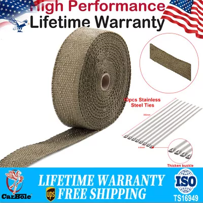 Ties Kits Temperature Roll+10 Manifold Exhaust Heat Wrap 2 X50 Feet  Pipe • $22.59