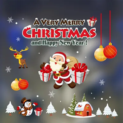 $11.54 • Buy Christmas Window Stickers Window Decoration Santa Claus Static Wall Stickers US