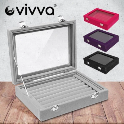 Vivva Velvet Ring Earring Jewelry Display Organizer Box Tray Holder Storage Case • $14.59
