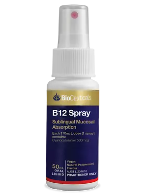 2 X Bioceuticals B12 SPRAY Sublingual High Dose Minty Fresh Vegan 50ml • $54.90