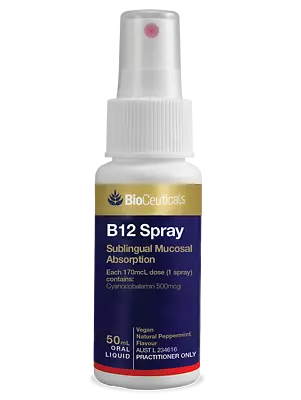 Bioceuticals B12 SPRAY Sublingual High Dose Minty Fresh Vegan 50ml • $27.80