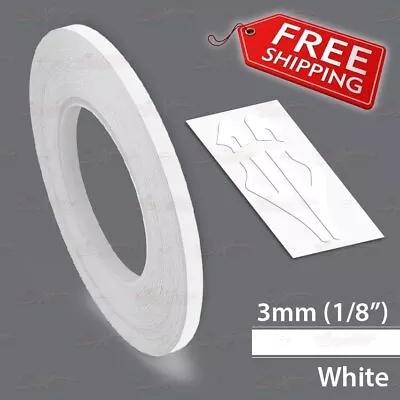 WHITE 3mm 1/8  Roll PIN STRIPE PinStriping Trim Line TAPE Decal Vinyl Sticker • $8.90