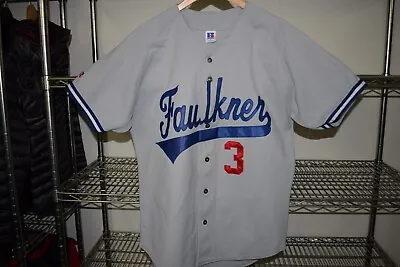 Faulkner University Vtg Game Worn #3 Baseball Jersey Sewn Logos Russell Athletic • $4