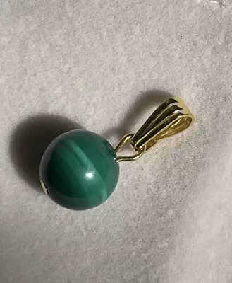 Natural Malachite Gold Plated 925 Sterling Silver Pendant • £6.51