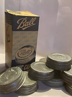 12 BALL Canning Jar Lids & Box - Zinc W/ Porcelain Liners - Vintage • $15