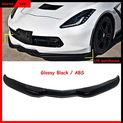 Front Lip Splitter For 2014-2019 C7 Corvette Z06 STG Stage 3 Gloss Black 1PC • $158.86