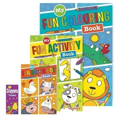 Colouring Activity Book With Crayons [ 1 X A4 / 1 X A5 / 1 X A6 ] Multi - Pack • £3.99