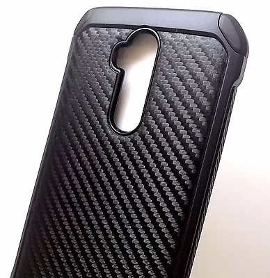 ZTE Max XL N9560 / Blade Max 3 Z986 - Hybrid Armor Phone Case Black Carbon Fiber • $9.40