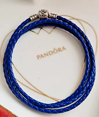 Pandora Blue Triple Leather Bracelet/Necklace 61cm • £17