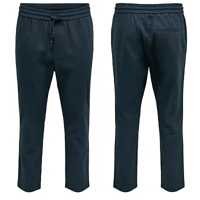 Only & Sons Men's Tapered Cropped Trousers Drawstring Cool Party Loose Fit Pants • £33.98