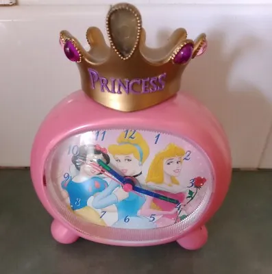 Vintage Disney Princess Alarm Clock Pink Oval With Crown Works  • $11.99