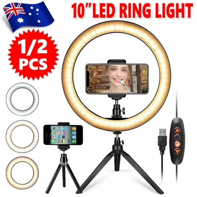 $12.99 • Buy 10in Dimmable LED Ring Light Tripod & Stand For TikTok Phone Makeup Live Selfie